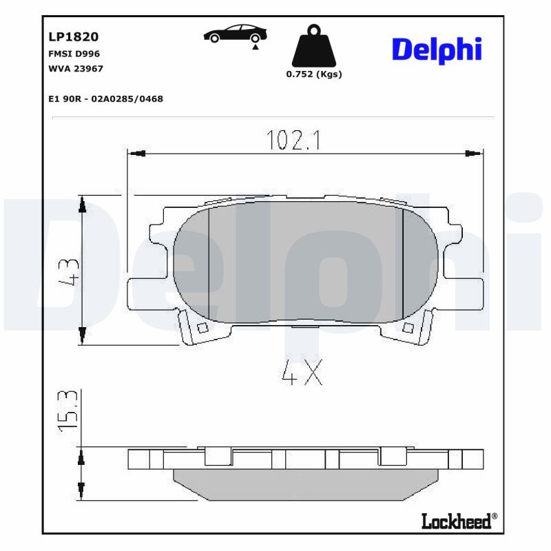 LP1820 Delphi Гальмівні колодки до дисків