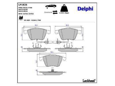 LP1825 Delphi Колодки гальмівні (передні) Audi A6 97-05 (+ датчик) (Continental)
