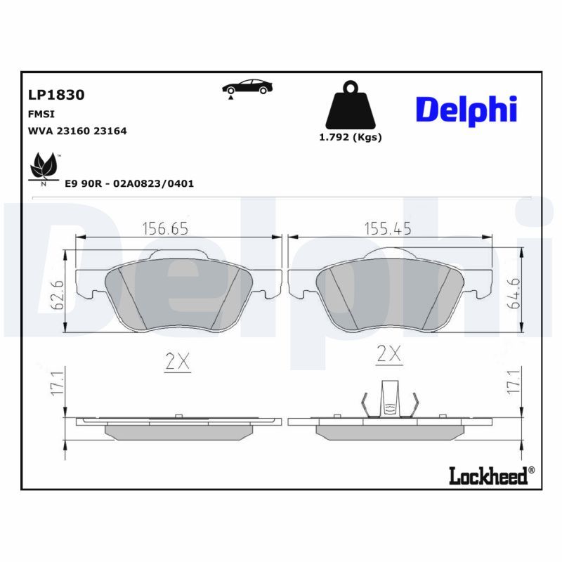 LP1830 Delphi Гальмівні колодки до дисків