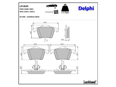 LP1835 Delphi Колодки гальмівні (задні) Volvo XC90 02-15 (Continental)