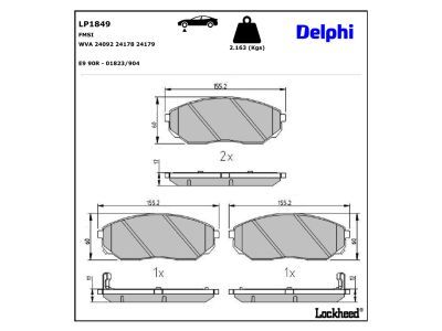 LP1849 Delphi Колодки гальмівні (передні) Kia Sorento 02- (Sumitomo)