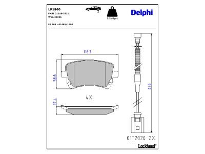 LP1860 Delphi Гальмівні колодки до дисків (з болтами)