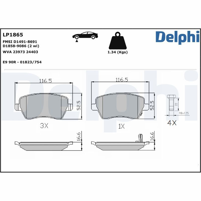 LP1865 Delphi Колодки гальмівні (передні) Opel Agila/Suzuki Swift 05- (TRW)