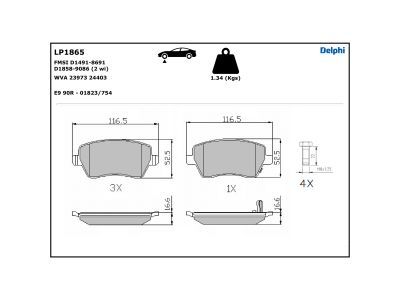 LP1865 Delphi Колодки гальмівні (передні) Opel Agila/Suzuki Swift 05- (TRW)