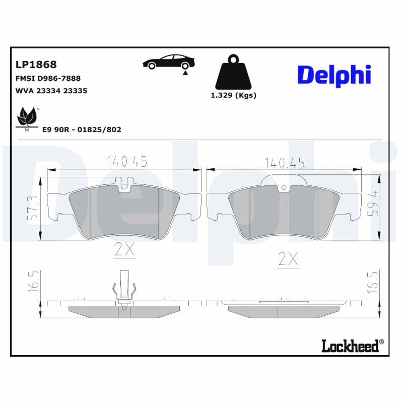 LP1868 Delphi Колодки гальмівні (задні) MB E-class (W211/W212)/S-class (W220/W221) 98- (Teves)