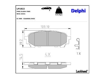 LP1895 Delphi Колодки гальмівні (передні) Daewoo Lanos/Chevrolet Aveo 03- (Akebono)