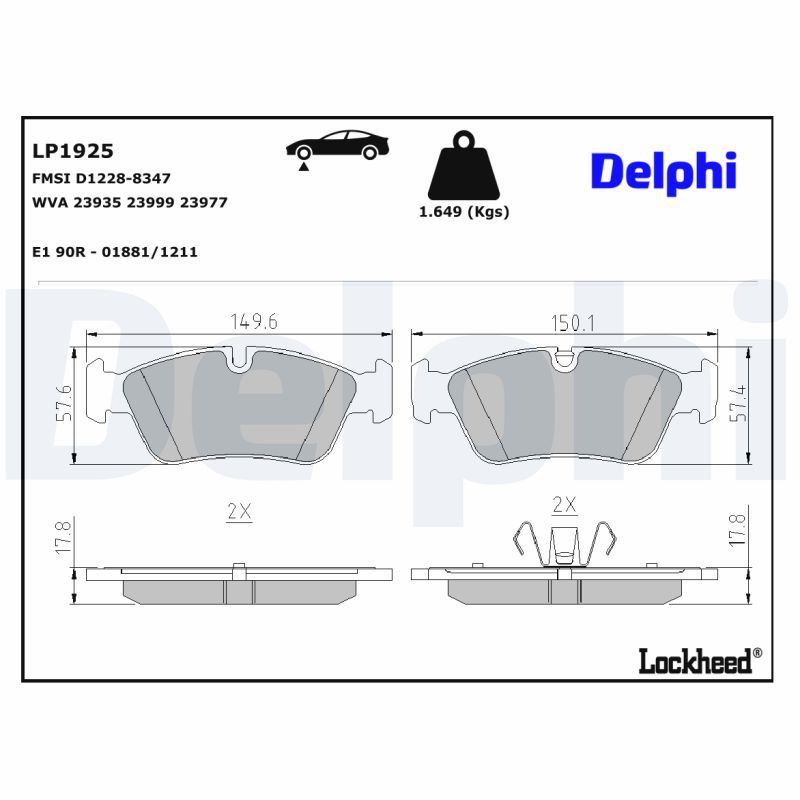 LP1925 Delphi Гальмівні колодки до дисків