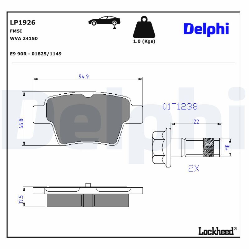 LP1926 Delphi Колодки гальмівні (задні) Citroen C4 04-11/Peugeot 307 00-