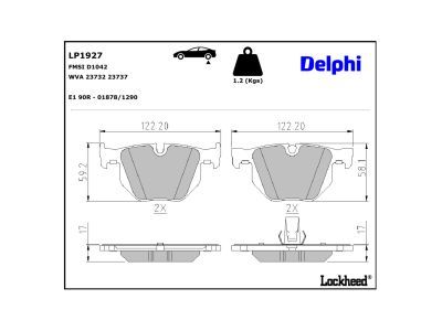 LP1927 Delphi Гальмівні колодки до дисків