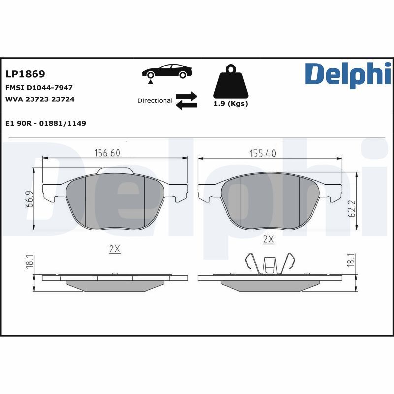 LP1943 Delphi Гальмівні колодки до дисків