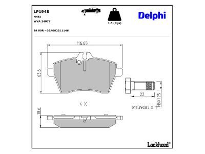 LP1948 Delphi Гальмівні колодки до дисків (з болтами)