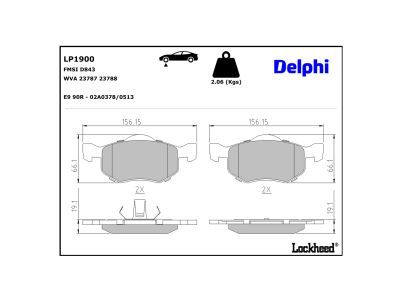 LP1955 Delphi Колодки гальмівні (задні) Ford Transit 06- (Bosch) (з датчиками)