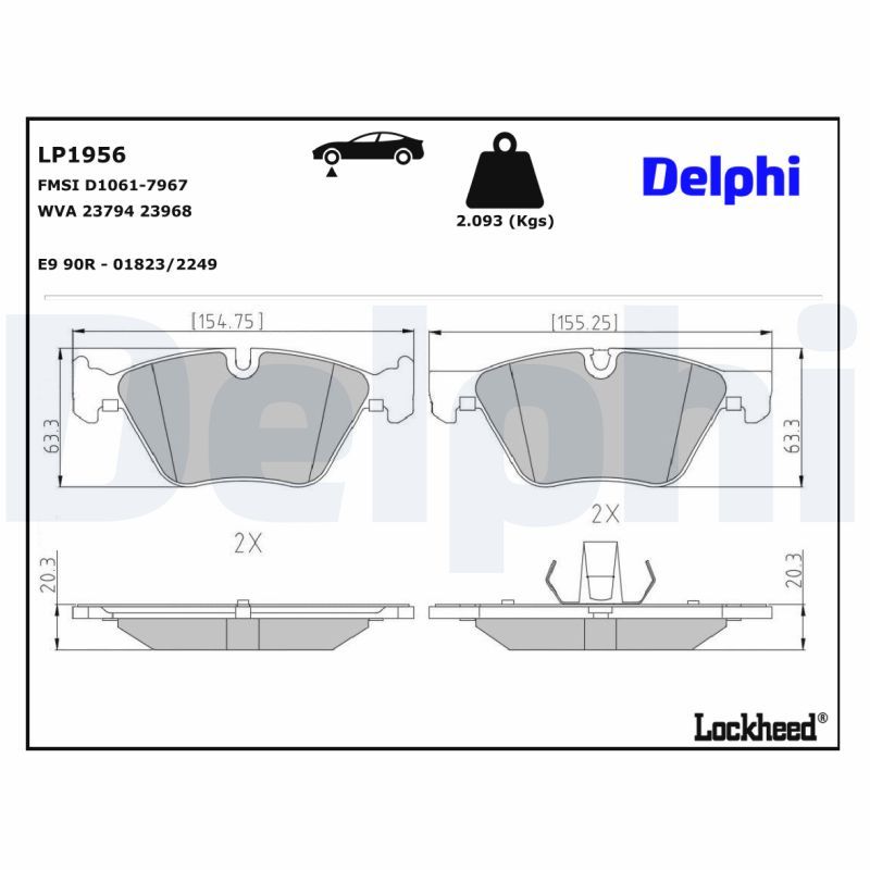 LP1956 Delphi Колодки гальмівні (передні) BMW 3 (E90/E91/E92) 07-13/5 (E60/E61) 03-10/X1 (E84) 09-15