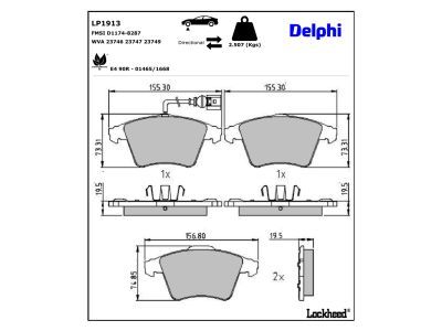 LP1968 Delphi Колодки гальмівні (передні) Ford Galaxy/Mondeo IV/Volvo S60/S80/V60/V70/XC70 06-