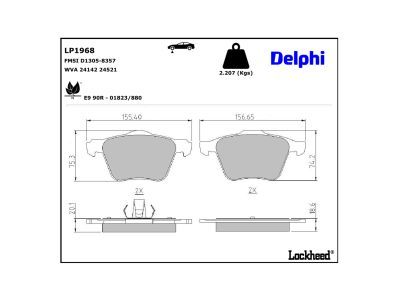 LP1968 Delphi Колодки гальмівні (передні) Ford Galaxy/Mondeo IV/Volvo S60/S80/V60/V70/XC70 06-