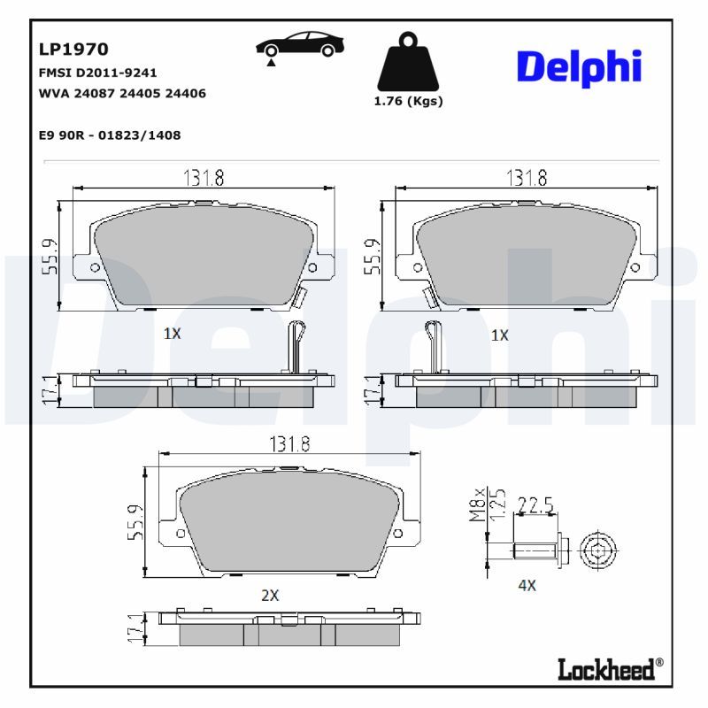 LP1970 Delphi Колодки гальмівні (передні) Honda Civic VIII 05-