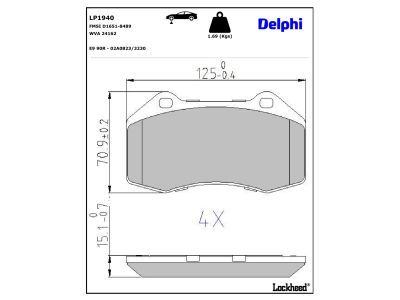 LP1995 Delphi Колодки гальмівні (передні) Citroen Jumpy/Fiat Scudo/Peugeot Expert 07- (+датчик)