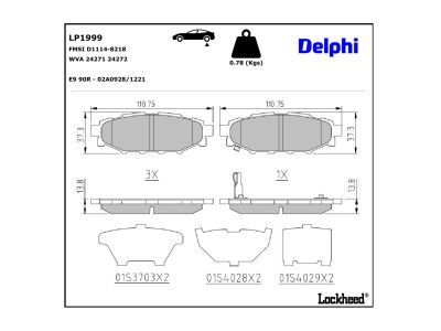 LP1999 Delphi Колодки гальмівні (задні) Subaru Forester/Impreza 08-/Outback 03-/Toyota GT 12-