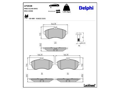 LP2028 Delphi Гальмівні колодки до дисків (з болтами)