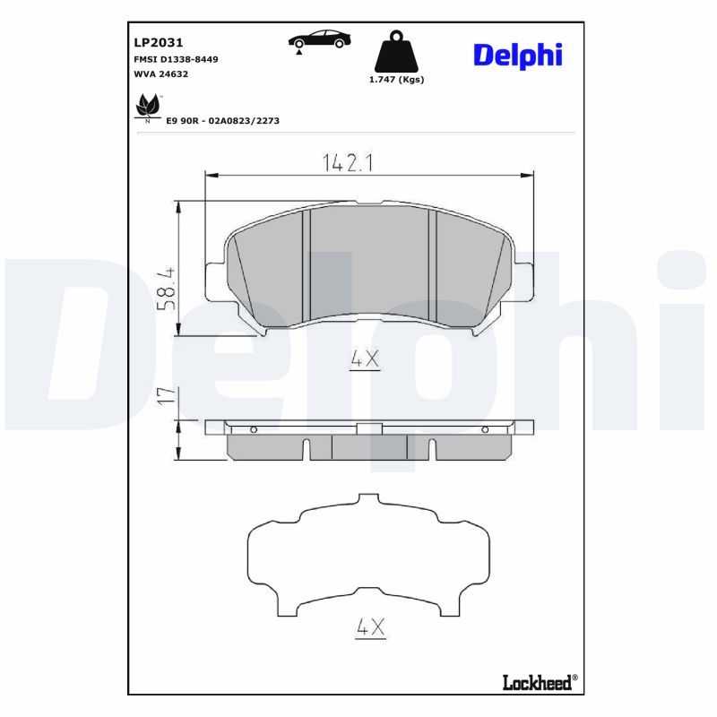 LP2031 Delphi Гальмівні колодки до дисків