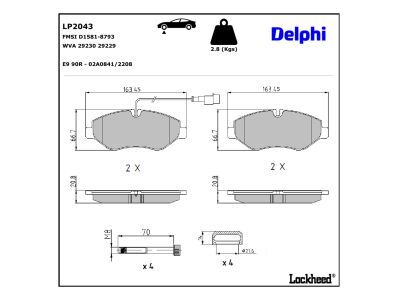 LP2043 Delphi Гальмівні колодки до дисків