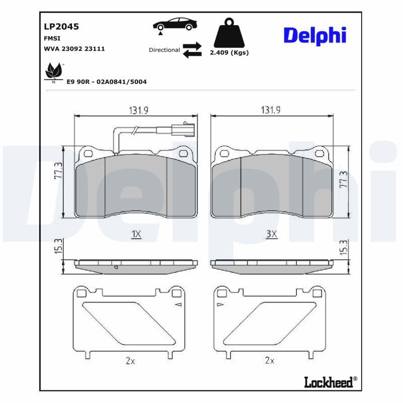 LP2045 Delphi Гальмівні колодки до дисків