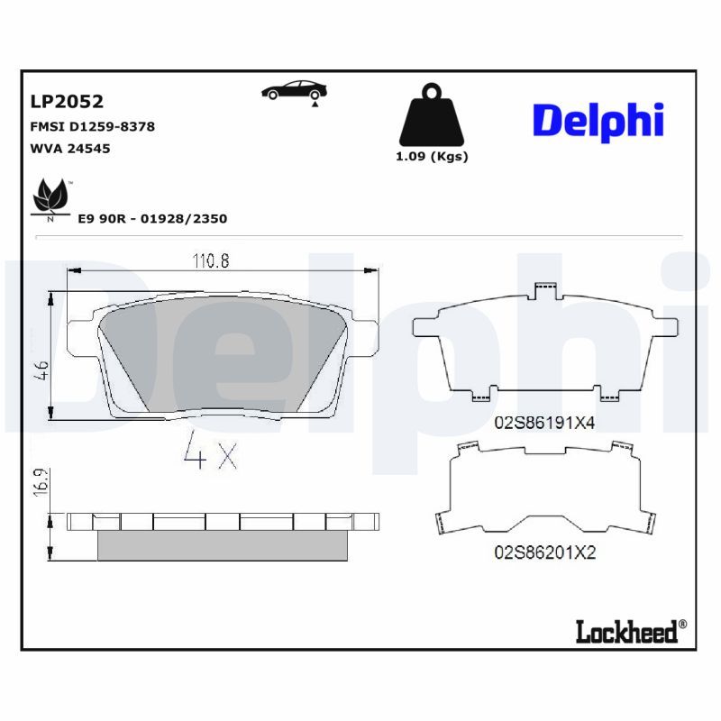 LP2052 Delphi Гальмівні колодки до дисків