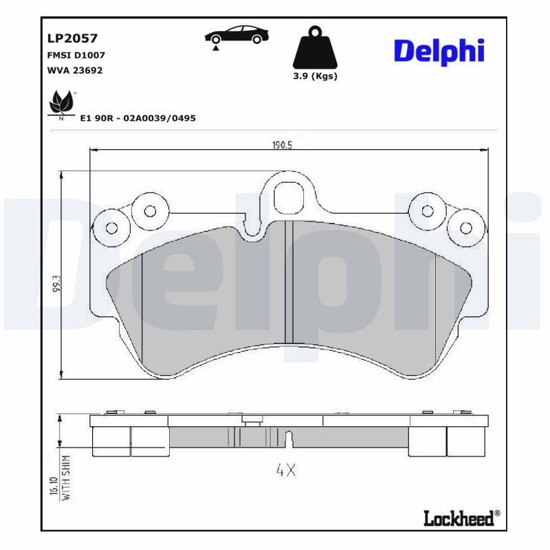 LP2057 Delphi Гальмівні колодки до дисків