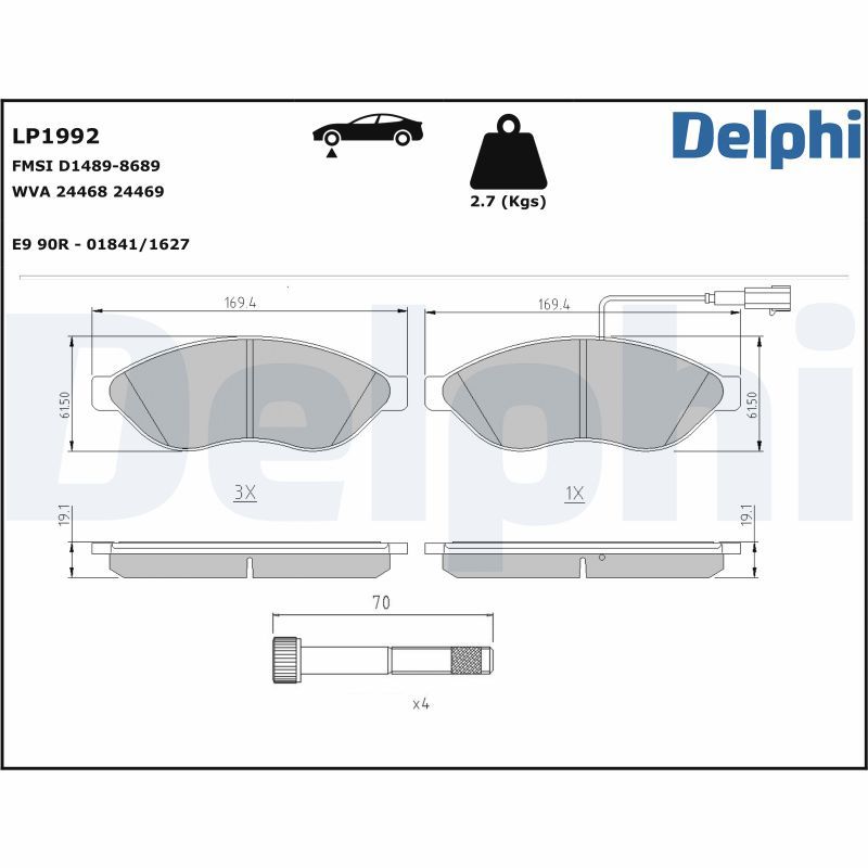 LP2063 Delphi Гальмівні колодки до дисків (з болтами)