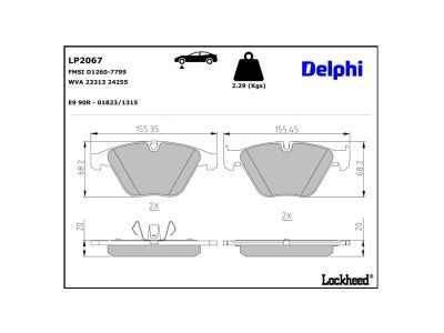 LP2067 Delphi Колодки гальмівні (передні) BMW 3 (E90/E91) 04-13/X1 (E84) 09-15