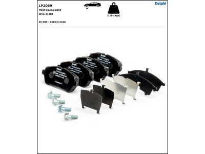 LP2069 Delphi Колодки гальмівні (передні) Ford Fiesta 08-/Mazda 2 07-15 (з прижимною пластиною)