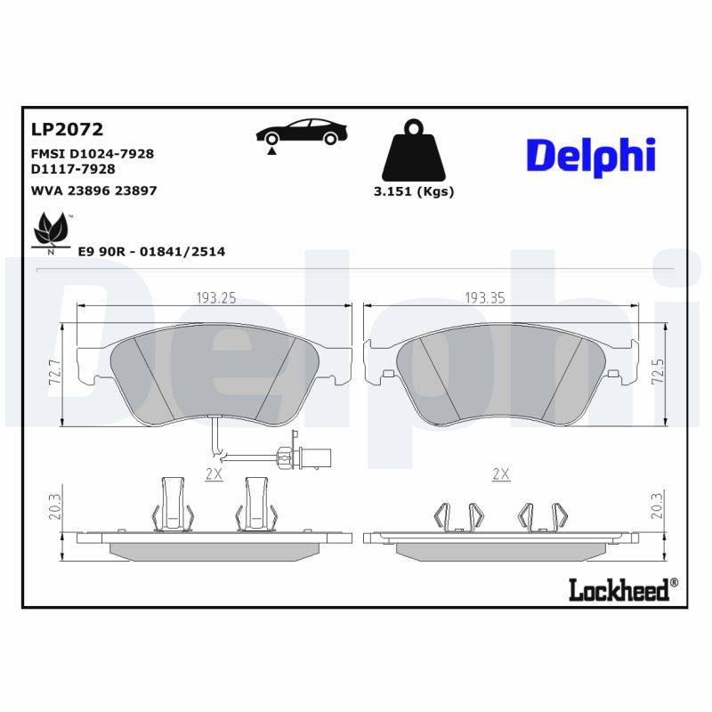 LP2072 Delphi Гальмівні колодки до дисків