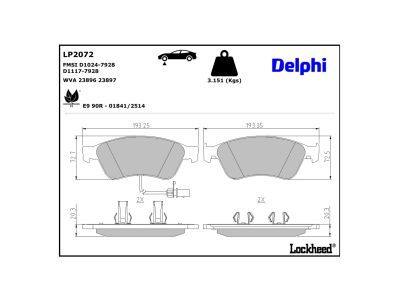 LP2072 Delphi Гальмівні колодки до дисків