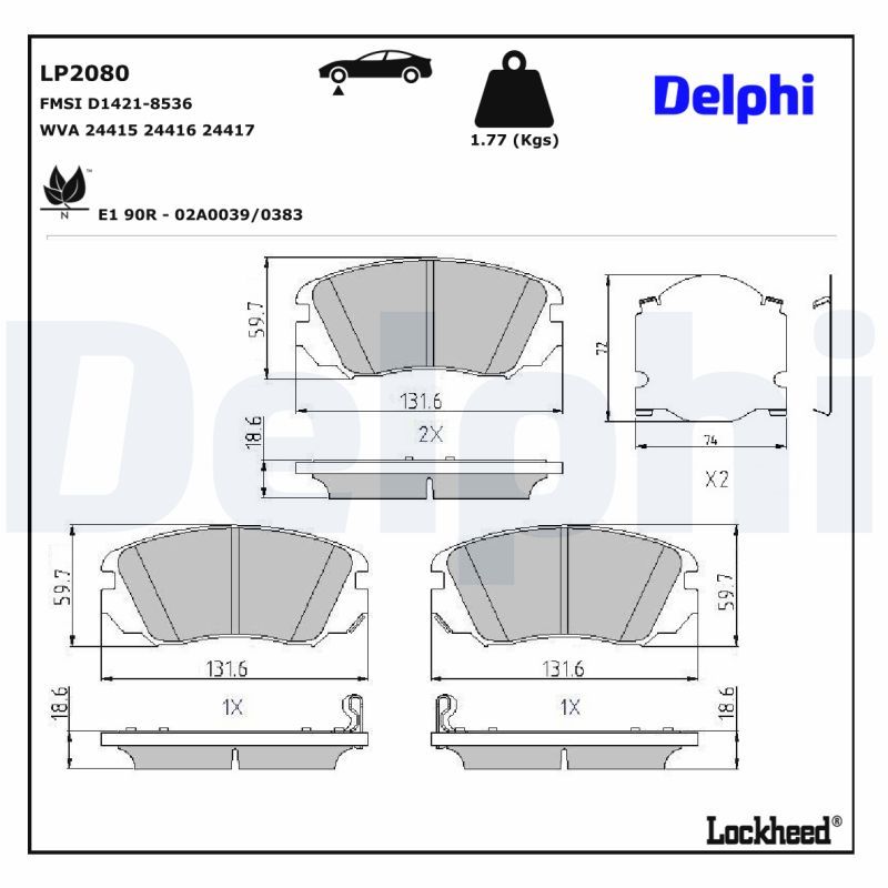 LP2080 Delphi Гальмівні колодки до дисків