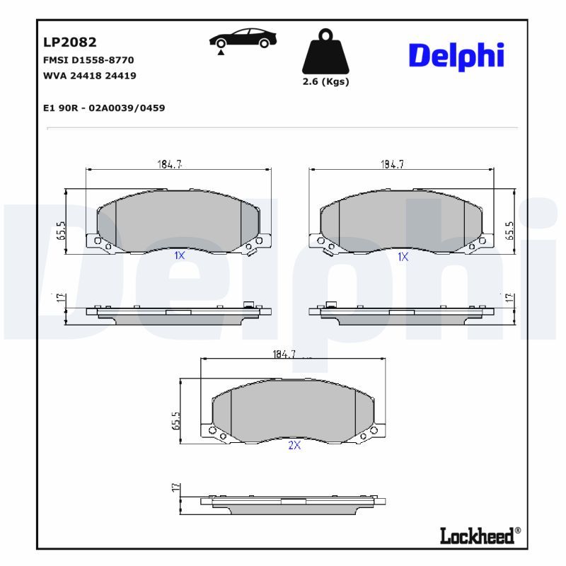 LP2082 Delphi Гальмівні колодки до дисків