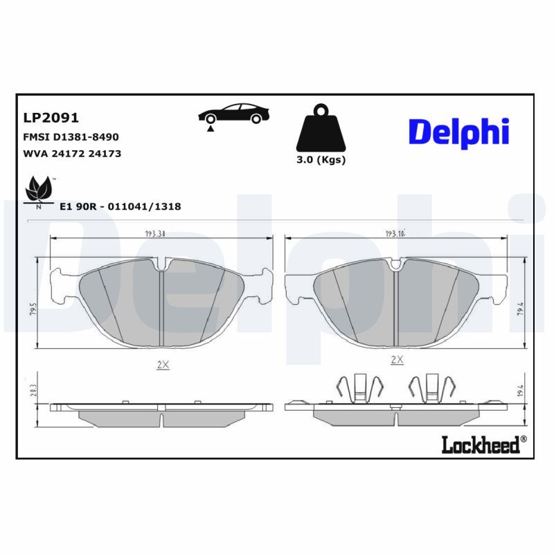 LP2091 Delphi Гальмівні колодки до дисків