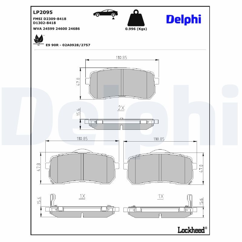 LP2095 Delphi Гальмівні колодки до дисків