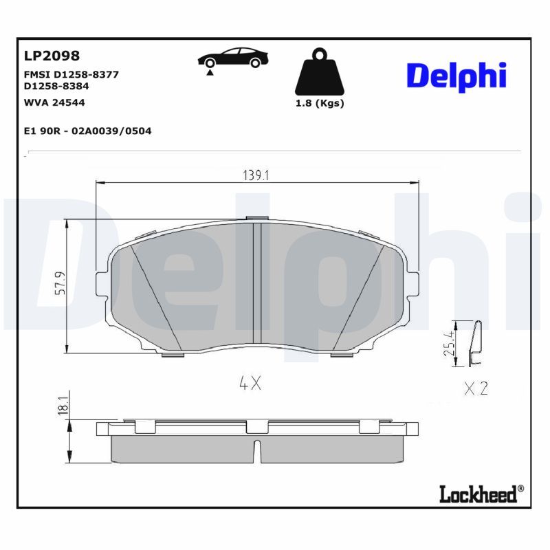 LP2098 Delphi Гальмівні колодки до дисків