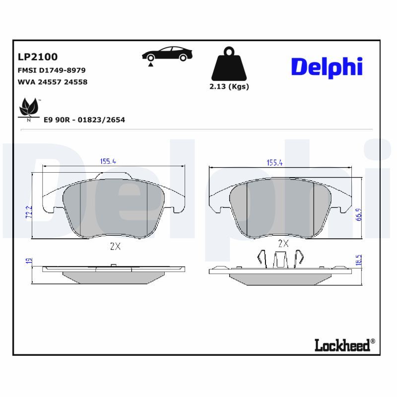 LP2100 Delphi Гальмівні колодки до дисків