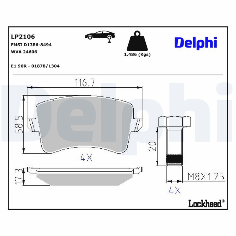 LP2106 Delphi Гальмівні колодки до дисків (з болтами)