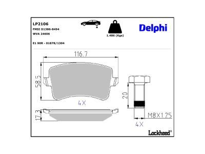 LP2106 Delphi Гальмівні колодки до дисків (з болтами)