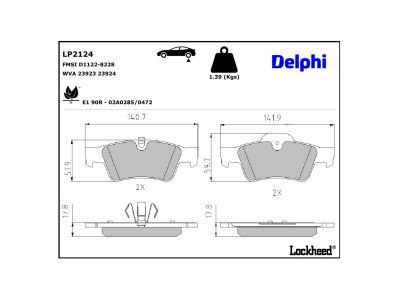 LP2124 Delphi Колодки гальмівні (задні) MB GL-class (X164)/R-class (W251) 06- (Ate)