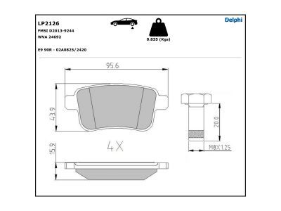 LP2126 Delphi Гальмівні колодки до дисків (з болтами)