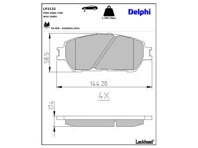 LP2132 Delphi Колодки гальмівні (передні) Toyota Camry 01-06/Alphard 03-08/Lexus ES 96-06