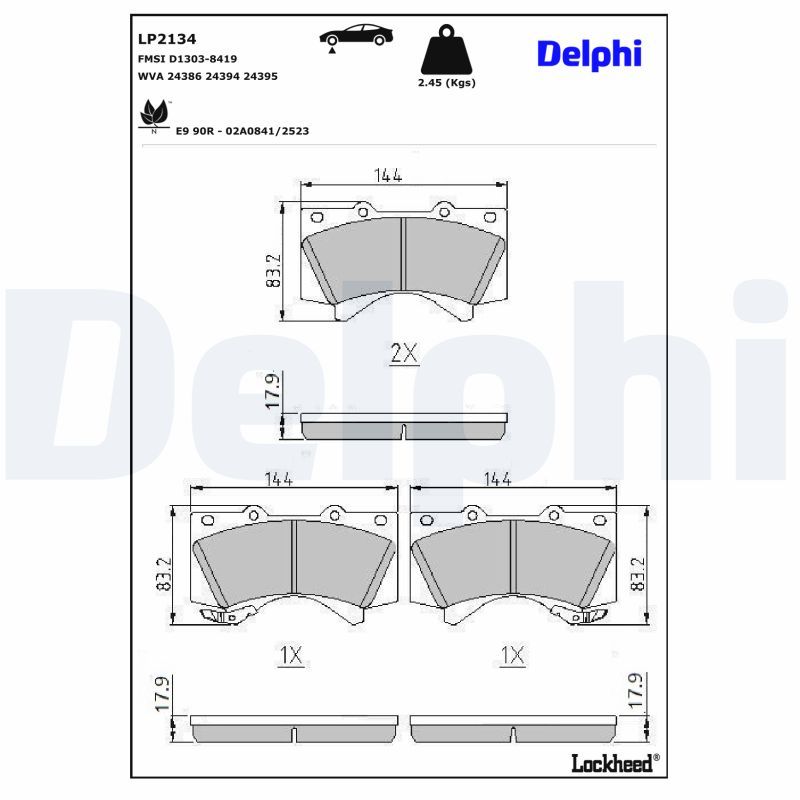 LP2134 Delphi Гальмівні колодки до дисків