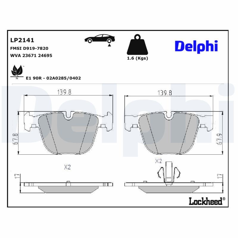 LP2141 Delphi Гальмівні колодки до дисків