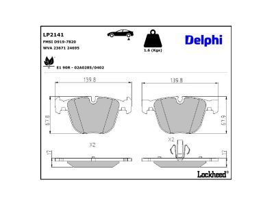 LP2141 Delphi Гальмівні колодки до дисків