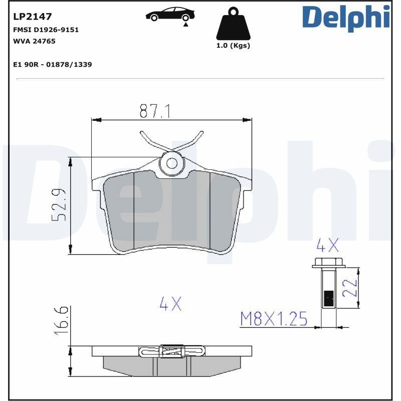 LP2147 Delphi Гальмівні колодки до дисків (з болтами)