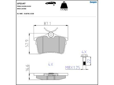 LP2147 Delphi Гальмівні колодки до дисків (з болтами)