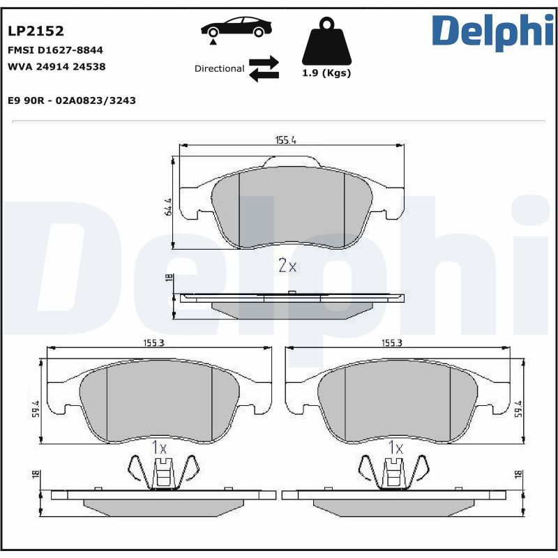 LP2152 Delphi Гальмівні колодки до дисків